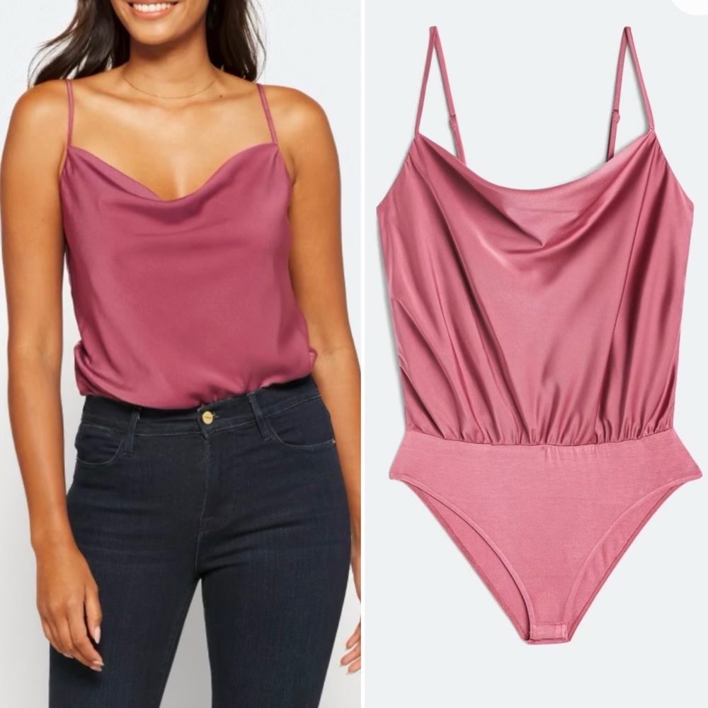 NEW Heatherly Valentina Cowl Neck Bodysuit Top Shirt - medium